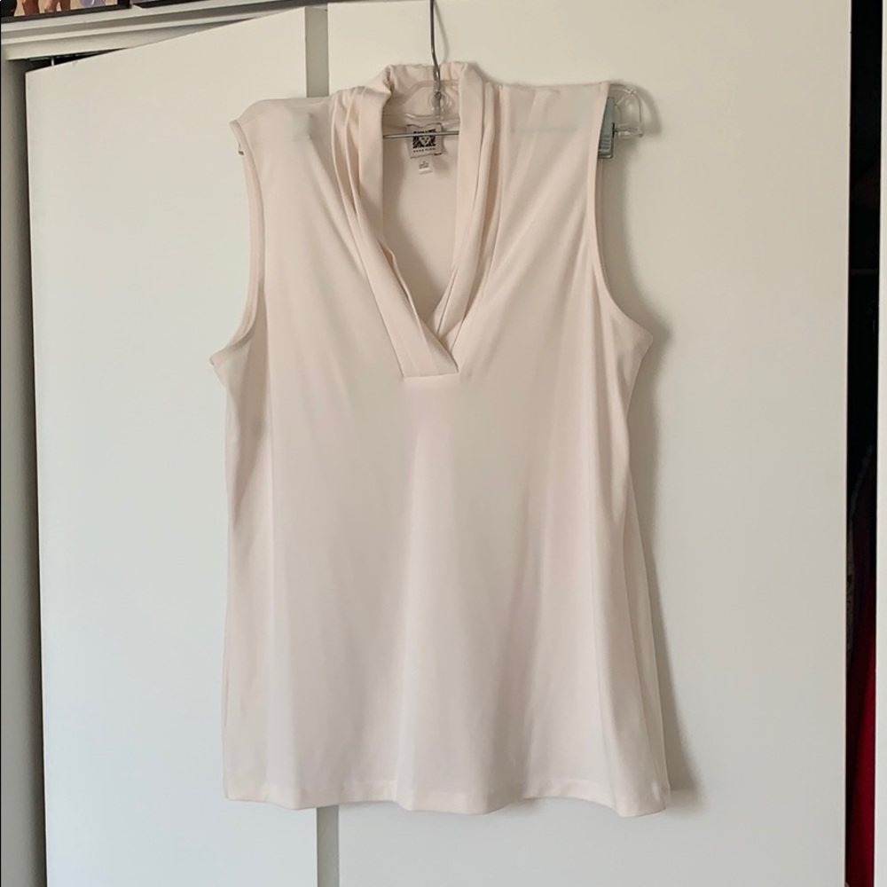 Anne Klein White Pleat Knit Top